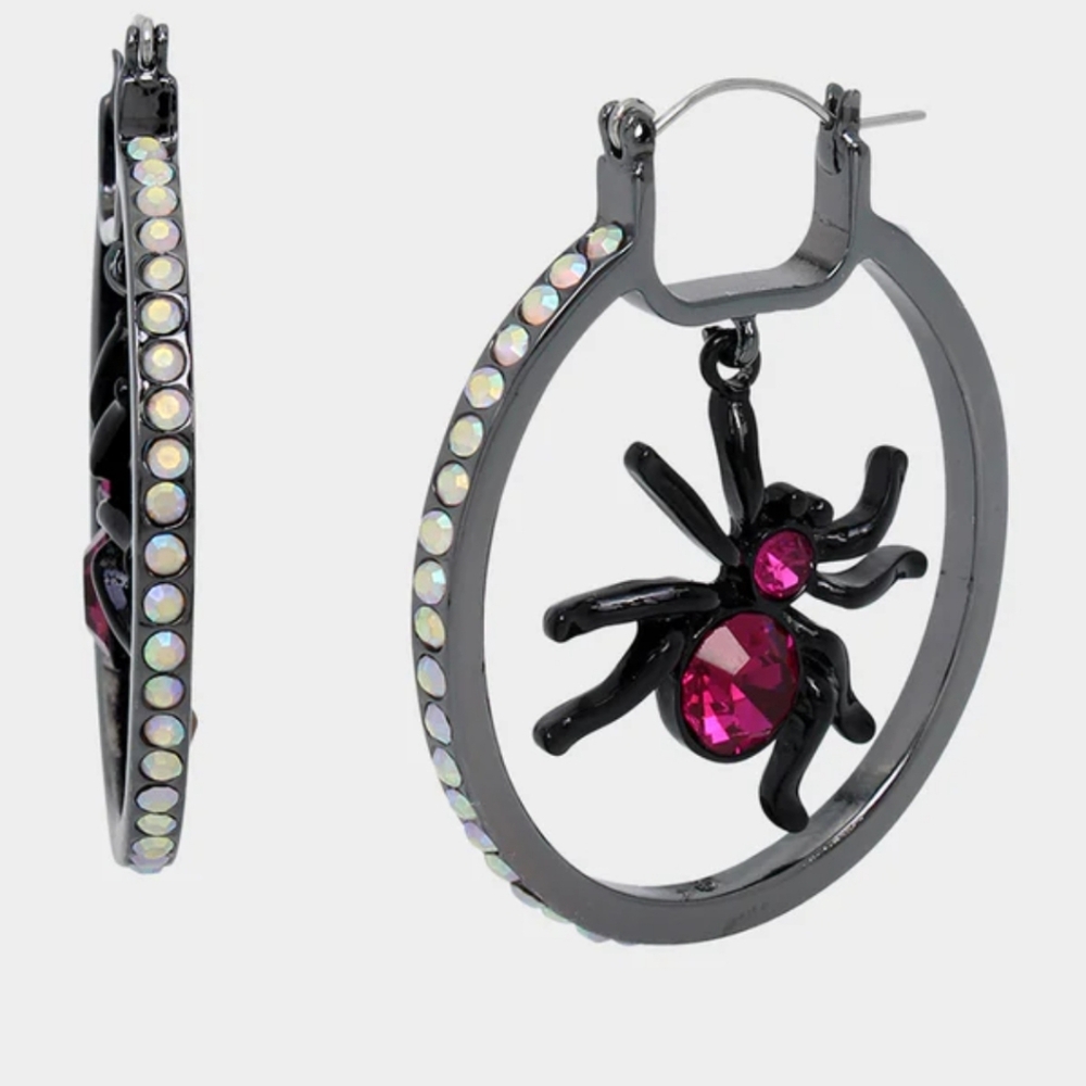 GHOUL FRIENDS SPIDER HOOP EARRINGS! NWT!